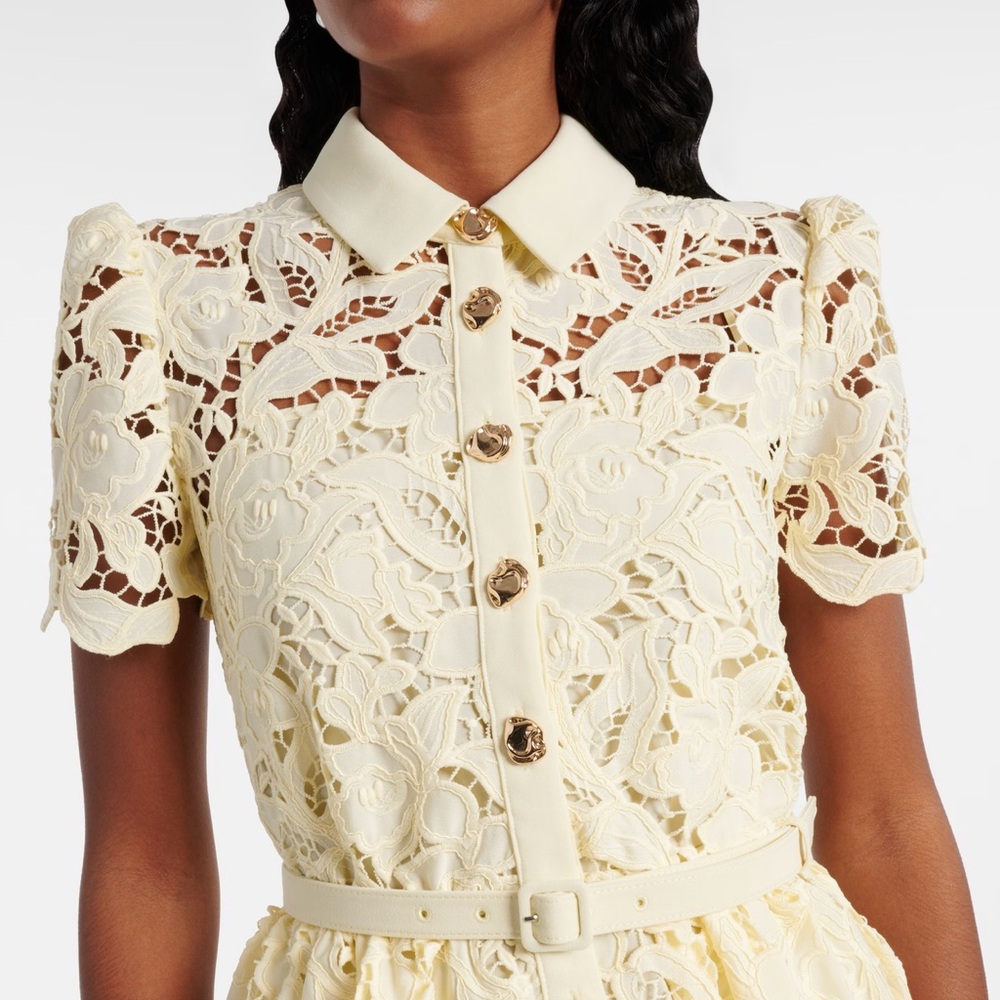 Self-Portrait Yellow Lace Midi Dress size 8 - Picture 3 of 16